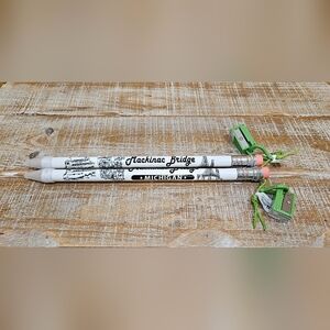 NWT | Set Of 2 Jumbo Mackinac Bridge Michigan Pencils & Sharpeners